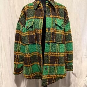 Good American Green and Black Plaid Jacket